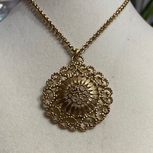 Monet Gold Filigree Pendant Necklace